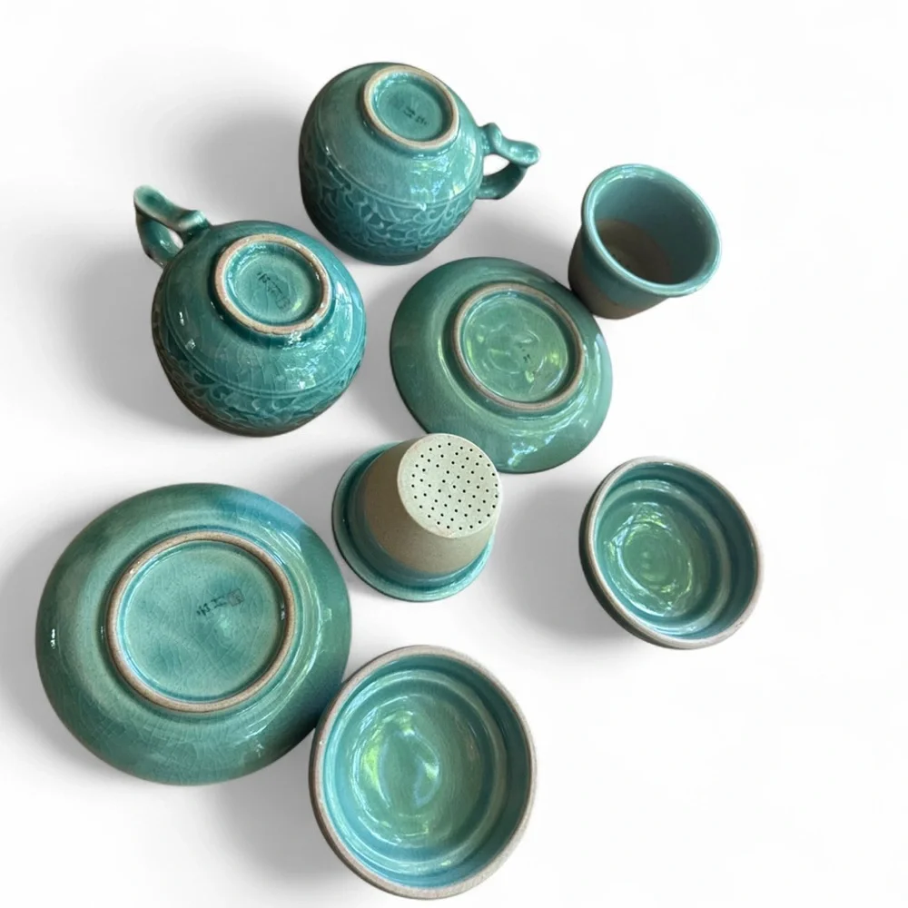 Elegant‎ Teal Ceramic Tea Set